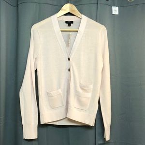 J Crew shell pink grosgrain trimmed cardigan